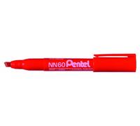 Pentel - Marcador permanente punta biselada. Color rojo.