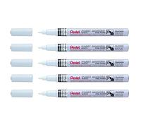 PENTEL Marker MSP10 - Set di 5 pennarelli a punta fine, colore: Bianco
