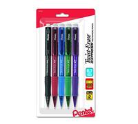 Pentel - Matita automatica Twist-Erase Express, 0,7 mm, linea media, colori assortiti alla moda, confezione da 5 (QE417FBP5M)