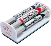 Marcatori Maxiflo + cancellino - punta conica 4 mm - colori assortiti - Pentel - set 4 + 1 pezzi