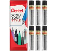 Pentel Mine di ricarica per meccaniche super polimeri, per matite automatiche/meccaniche, in confezione regalo Pentel (0,5 mm HB, confezione da 6)