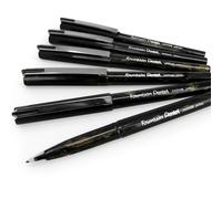 12 X Pentel Monouso Penna Stilografica - Marmorizzata Oro E Nero Barile - Nero
