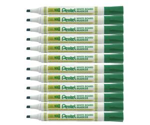 Pentel MW86 Marcatore per Lavagne bianche punta scalpello, 12 Pezzi, Verde