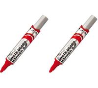 Pentel MWL5 M Whiteboard Marker Maxiflo con sistema a pompa punta rotonda, 2.5 mm, 1 pezzo, Rosso (Confezione da 2)