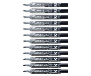 Pentel MWL5SBF Maxiflo Flex-Feel marcatore lavagna bianca, nero, 12 pz