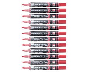 Pentel MWL5SBF Maxiflo Flex-Feel marcatore lavagna bianca, rosso, 12 pz