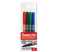 Pentel Marcatori permanenti N50 Slim Punta tonda 3,18 mm Astuccio 4 colori (nero, rosso, blu, verde)