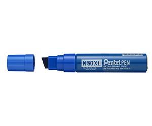 Pentel N50XL-C - Pennarello indelebile con punta a scalpello, confezione da 6, colore: Blu