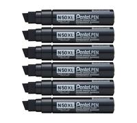 Pentel Pennarello N50XL-A punta a scalpello Nero Confezione da 6