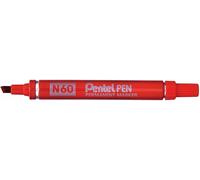 Pentel N60 Rosso Pennarello Indelebile Penna Inchiostro Scalpello Punta - Pack