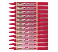 Pentel N860 Marcatore Permanente punta scalpello, 12 Pezzi, Rosso