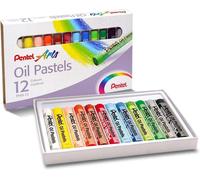 Pentel Oil Pastels Pack de 12 Pasteles Oleo - Blandos, Cremosos y de Secado Lento - Colores Surtidos