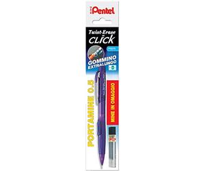 Pentel PD275 portamine Twist Erase Click 0,5 fusto viola & tubetto mine 0,5 mm omaggio - 12 pezzi