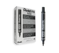 Pentel Pen N50 Marcatore Permanente Punta Conica Nero 12 Pezzi Nero 1 unità (Con