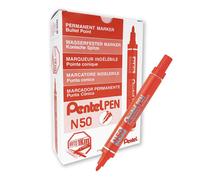 Pentel Pen N50 Marcatore Permanente Punta Conica rosso 12 Pezzi