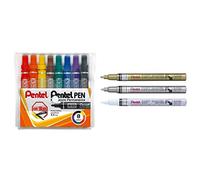 Pentel Pen N50 Marcatore Permanente Punta Conica Taschina 8 pz Colori Assortiti