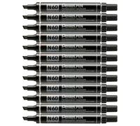 Pentel Marcatore Permanente Pen N60 Punta Scalpello Nero 12 Pezzi