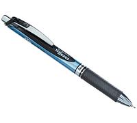 Pentel - Penna a inchiostro Energel, punta 0,5 mm, ricaricabile, con inserti dall’aspetto metallico Nero