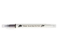 Pentel Penna a pennello, doppia punta, marrone scuro, confezione da 10