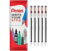 Pentel Penna a sfera Superb Stick, punta fine da 0,7 mm, confezione da 5 pezzi, colore rosso.