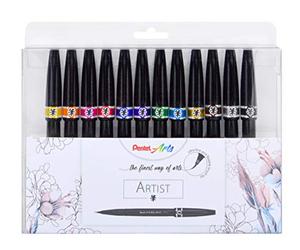 Pentel Pennarelli punta pennello Astuccio con 12 pennarelli - Brush Sign Pen Artist per Lettering