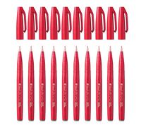 Pentel Pennarello 10 pezzi brush con punta flessibile rosso