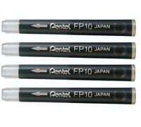 Pentel Pennello Penna Ricarica Nero FP10-A Permanente Pigmento Ink - Pacco 4 X 2