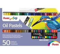 Pentel PHN Oil Pastels - Passelli a olio 50 colori, inclusi colori metallizzati & fluorescenti