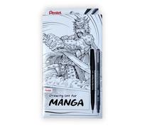 Pentel Pochette Manga Essentials, 3 pennarelli sottili + 2 pennarelli a pennello