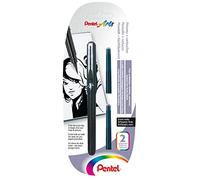 Pentel Pocket Brush Pennello Fusto Nero Inchiostro Nero, 2 Ricariche