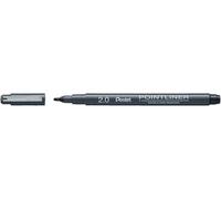 Pentel Pointliner Calligraphy S20P-C20A, penna fineliner con punta calligrafica rivestita in metallo, colore nero, impermeabile e resistente alla luce, 2,0 mm, 1 pezzo (confezione da 1)