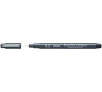 Pentel Pointliner S20P-2A, Fineliner, nero, impermeabile e resistente alla luce, 0,2 mm