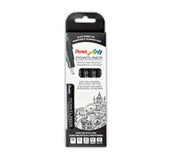 Pentel Pointliner S20P-5 - Set di 5 pennarelli a punta fine, resistenti all'acqua e alla luce, 0,05-0,8 mm, colore nero