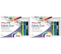 Pentel PTS Pastelli per Tessuti Fabric Fun confezione 7 colori (Confezione da 2)