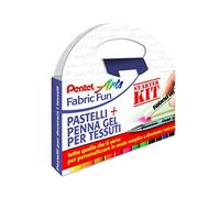 Pentel PTS Starter Kit pastelli per tessuto 15 pz e roller gel permanente per te