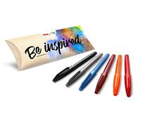 Pentel SES15 Brush Sign Pen pennarello punta fibra flessibile 6 pz colori assortiti (nero, rosso, arancio, marrone, azzurro, grigio)