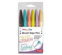 Pentel SES15 Brush Sign Pen pennarello punta fibra flessibile colori trendy 6 pz