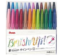 Pentel SES15C-24ST Brush Touch Sign Pen, Set of 24 Colors