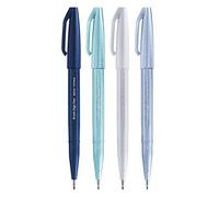 Pentel SES15C Brush Sign Pen pennarello punta flessibile per lettering, calligrafia, illustrazione, set 4 pz assortimento "inverno"