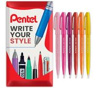 Pentel SES15C - Pennino a pennello, punta in fibra, toni caldi, set da 6