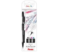 Pentel SESF30C-4 Brush Sign Pen Artist - Pennarelli con punta a pennello extra fine, set da 4 pezzi, colori assortiti, nero, grigio, rosa, azzurro