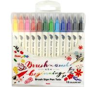 Pentel SESW30C-12 PentelArts BrushSignPen Penna a pennello Twin, set da 12