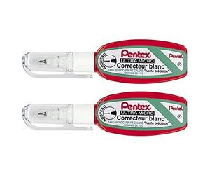 PENTEL Set di 2 correttori liquidi Pentex Pocket ZL103-WF ad alta precisione, 4,2 ml, colore: Bianco