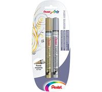 Pentel Set di 2 pennarelli permanenti, punta media, oro e argento