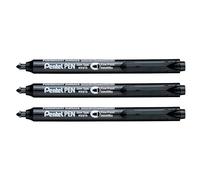 Pentel Set di 3 pennarelli permanenti NXS15 retrattile Pte Ogive Fine Nero