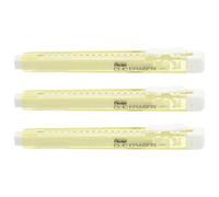PENTEL Set di 3 penne a gomma CLIC ERASER, corpo giallo pastello