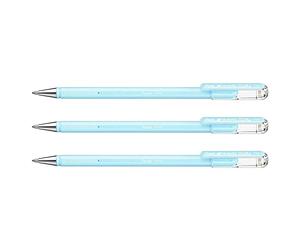 PENTEL Set di 3 penne roller a inchiostro gel Hybrid Milky, blu pastello