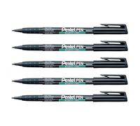 PENTEL Set di 5 pennarelli permanenti PENTEL PEN a punta fine, colore: nero
