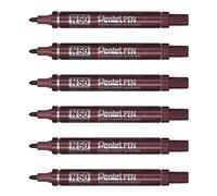 PENTEL Set di 6 pennarelli indelebili N50, punta tonda, 2 mm, colore: marrone