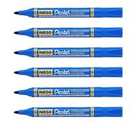 Pentel Set di 6 pennarelli permanenti N850 punta conica, colore: Blu
